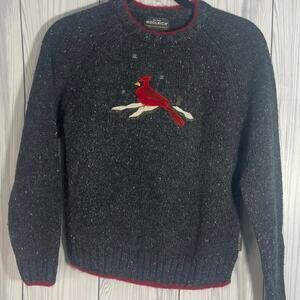 Woolrich Gray Cardinal VA Bird Embroidered Ramie Wool Women's Size Small R1